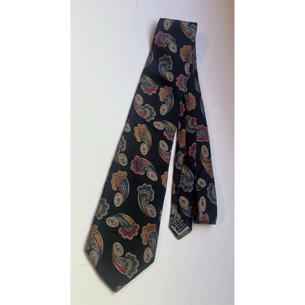 Christian Dior Monsieur 100% Silk Italy Rare Pattern Black Blue Pink Cloud Swirl